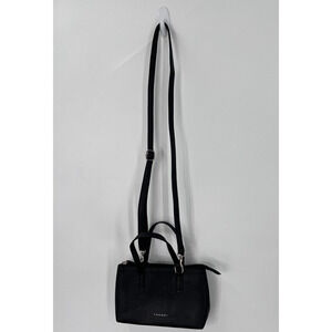 Tahari Vegan Leather Satchel Crossbody Bag Black Zip Purse 8x5"